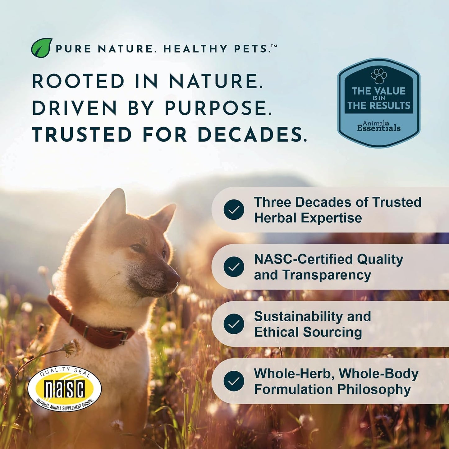 Animal Essentials Herbal Tonic Blend Daily Digestion Gastric Distress & Fresh Breath for Dogs & Cats - Dog Supplements