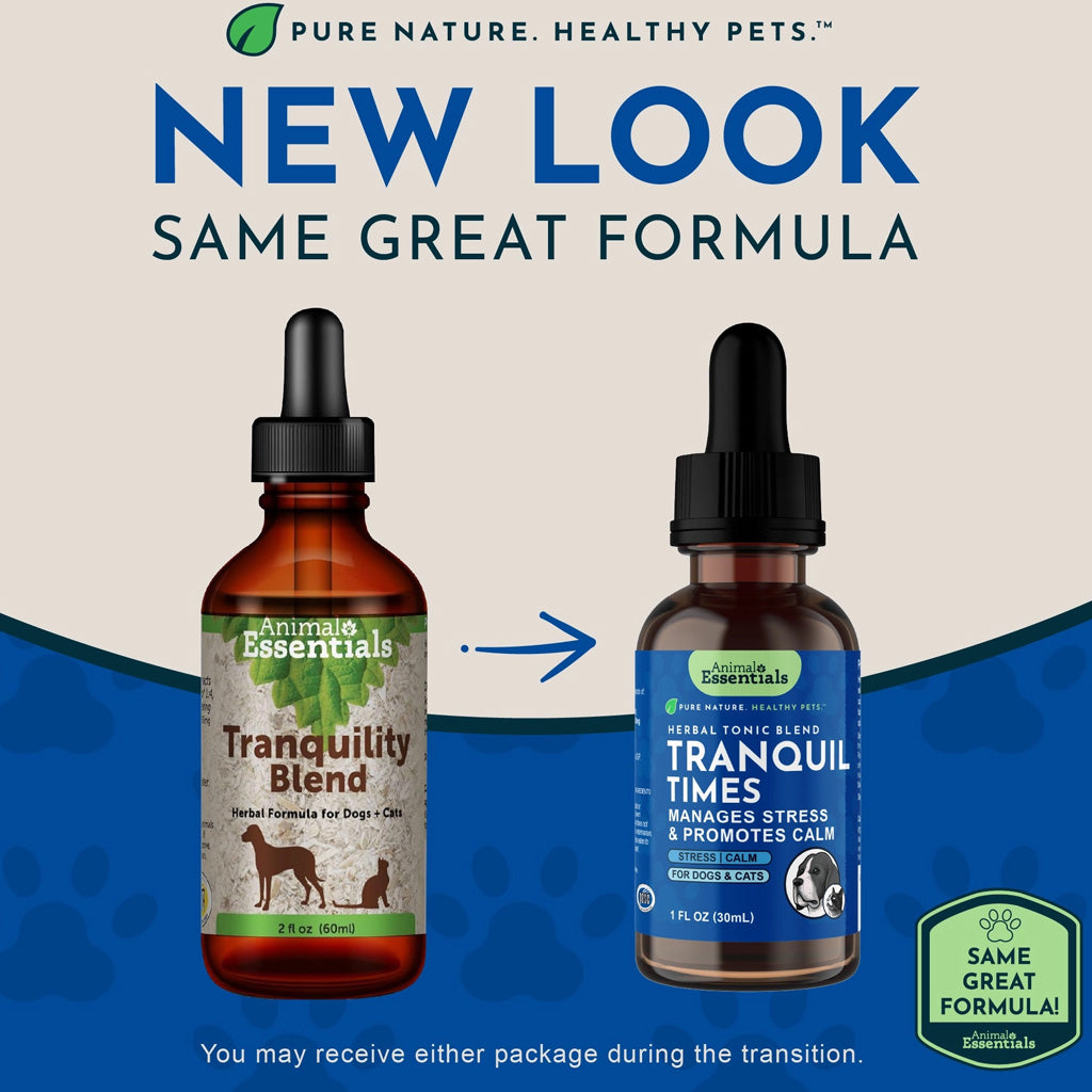 Animal Essentials Herbal Tonic Tranquil Times Manages Stress & Promotes Calm for Dogs & Cats - Dog Supplements &