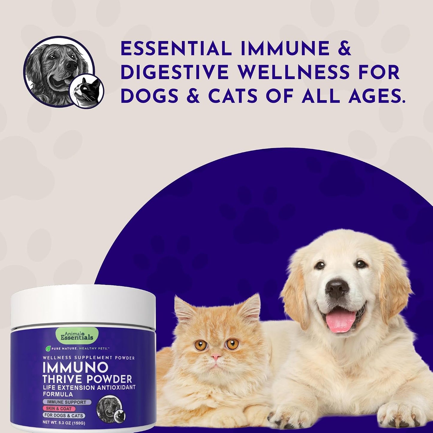 Animal Essentials Immuno Thrive Supplement Powder for Dogs & Cats 5.3-oz - Dog Supplements & Vitamins 9