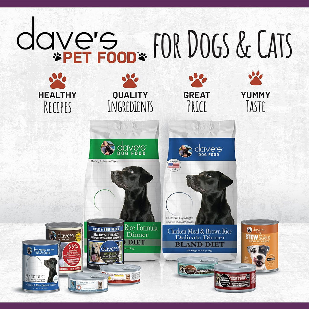 Dave's Pet Food Minced Chicken Dinner in Gravy Canned Wet Cat Food, 2.8-oz can, case of 24