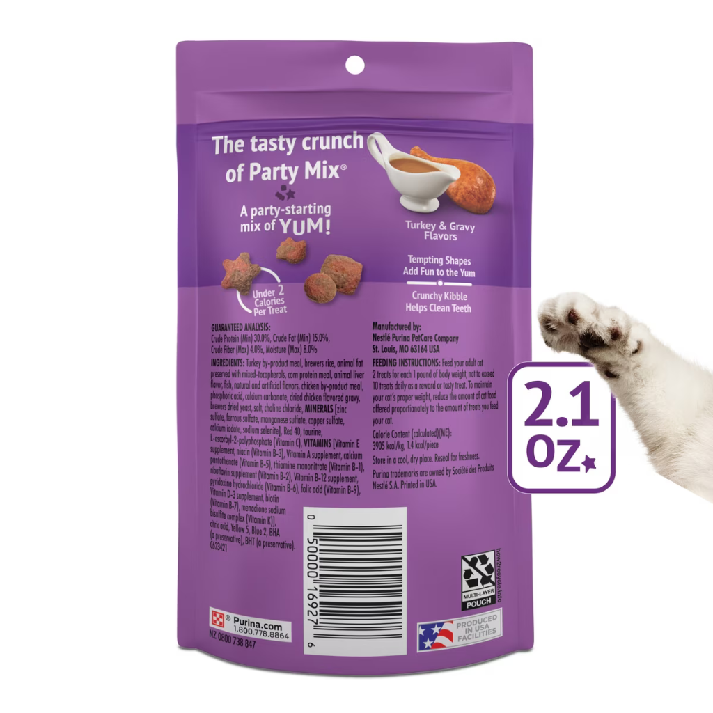 Friskies Party Mix Gravy-Licious Crunch Turkey & Gravy Cat Treats (2.1 oz) - Cat Treats 6