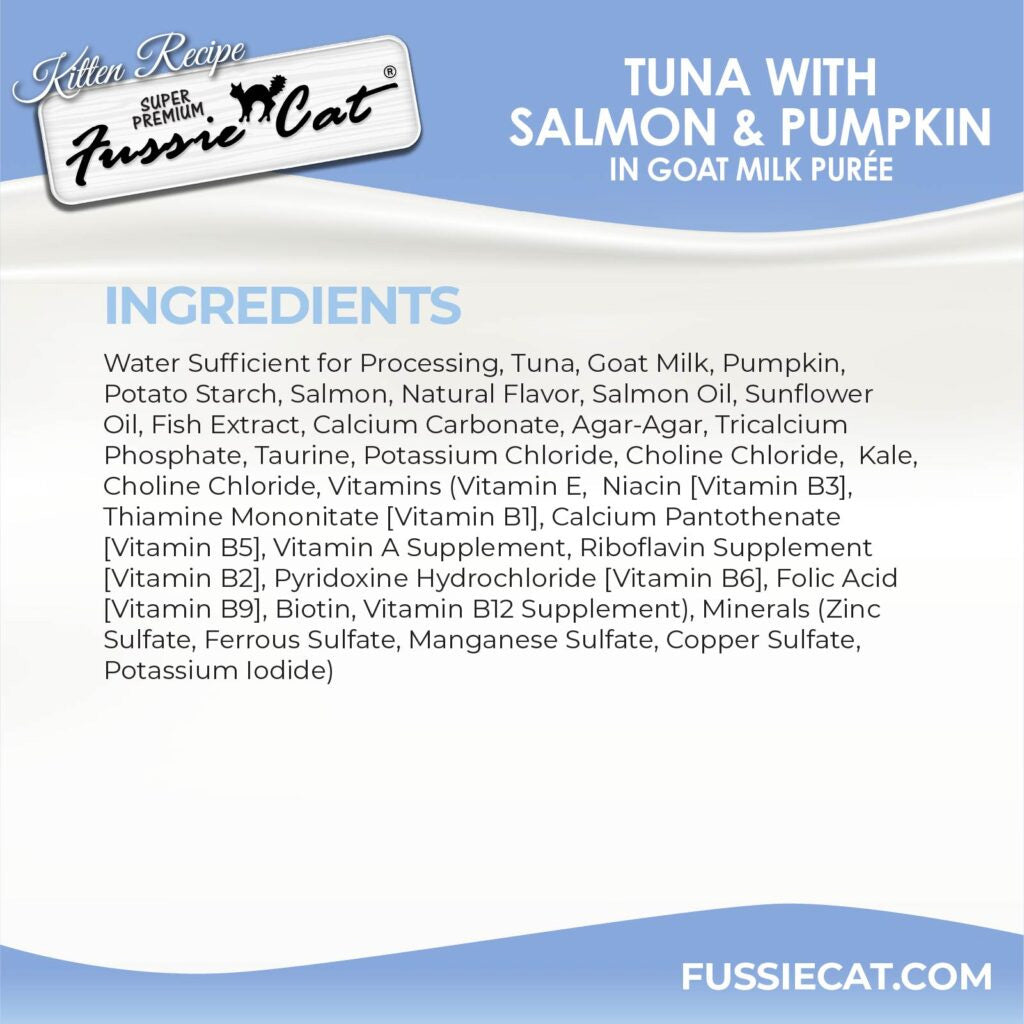 Fussie Cat Tuna Salmon & Pumpkin in Goat Milk Puree Lickable Kitten Recipe 0.5-oz tube 4-count - Cat Treats 5