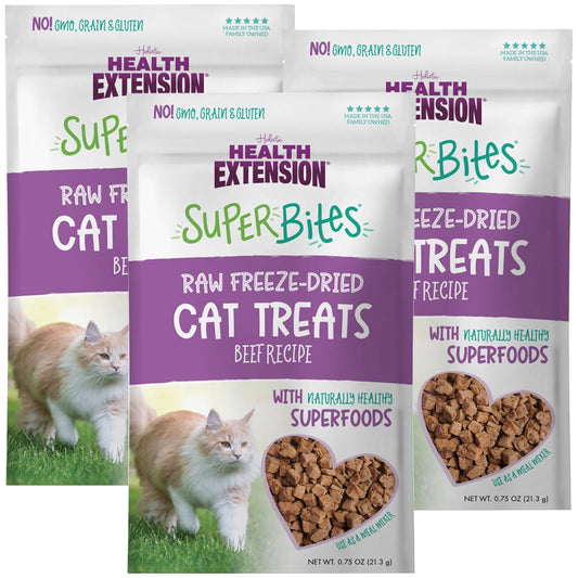 Health Extension SuperBites Freeze-Dried Raw Beef Recipe Cat Treats 0.75-oz - 3-pack - Cat Treats 2