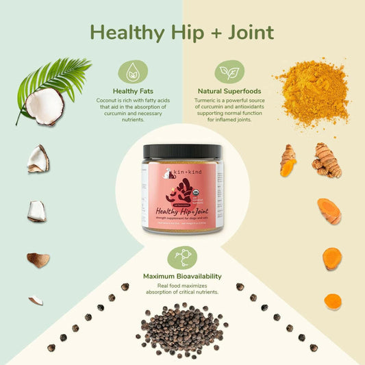kin+kind Organic Hip & Joint Supplement For Large Dogs & Cats (8 oz)
