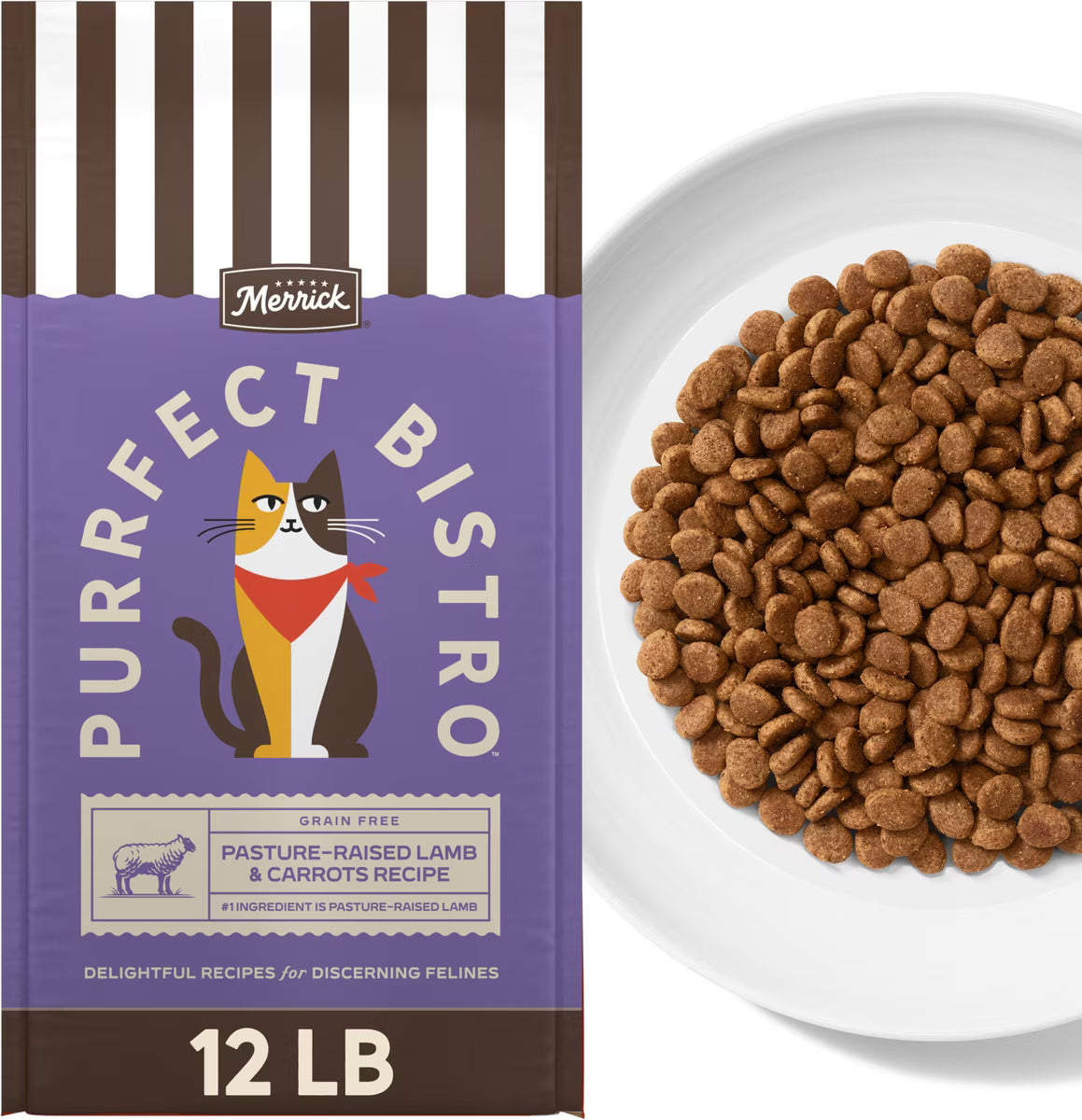 Merrick Purrfect Bistro Grain Free Pasture-Raised Lamb & Carrots Recipe Dry Cat Food - 12lb - Cat Food 8