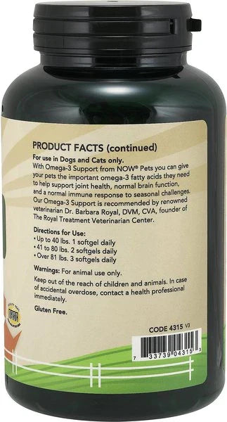 NOW Pets Omega-3 Support For Dog & Cat 180 ct - Dog Supplements & Vitamins 2