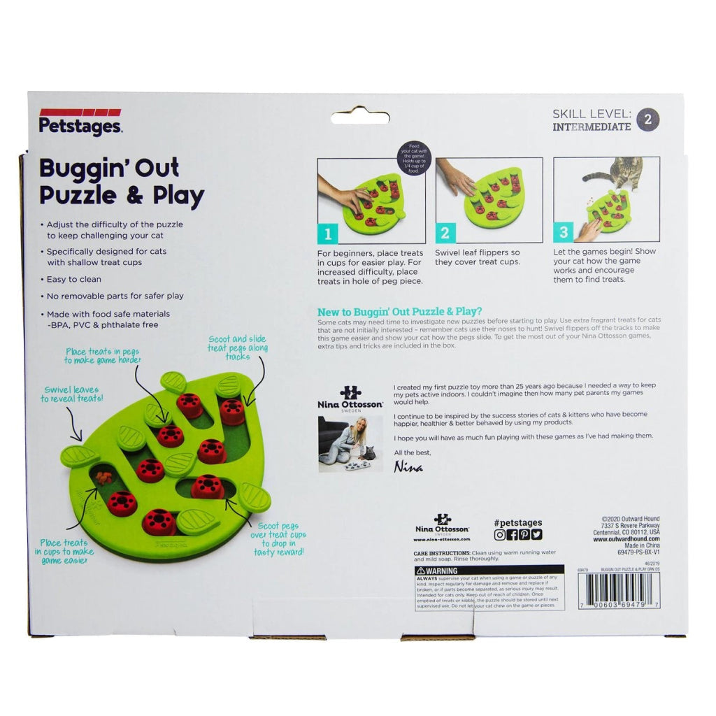 Outward Hound Nina Ottosson Buggin' Out Puzzle & Play Interactive Treat Puzzle For Cat