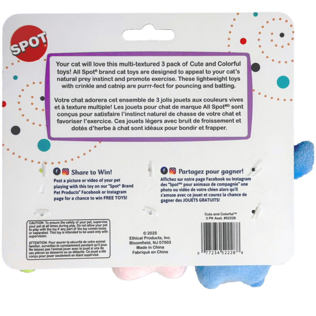 Spot Cute and Colorful Crinkly Catnip Cat Toys (3 pack)