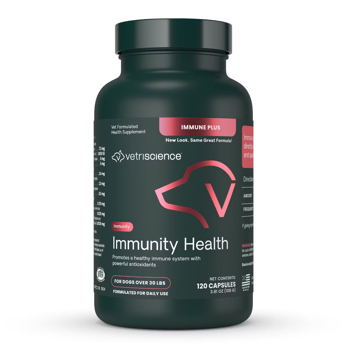 VetriScience Immune Plus for Dogs - Over 30lbs (120 capsules) - Dog Supplements & Vitamins 16
