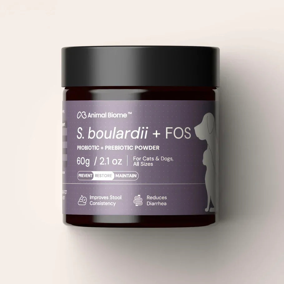Animal Biome S.boulardii + FOS Probiotic + Prebiotic Powder for Dogs & Cats - Cat and Dog & Probiotics Supplements 1