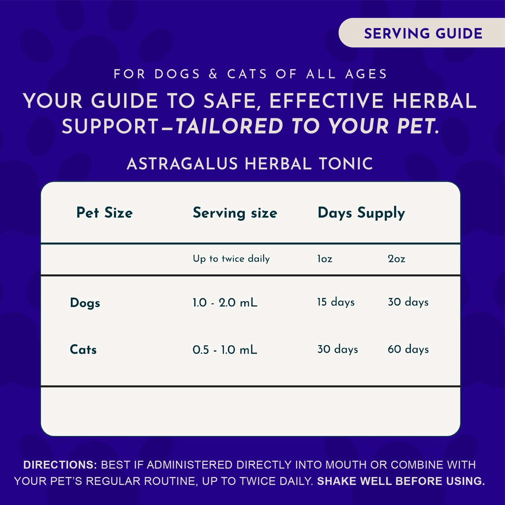 Animal Essentials Herbal Tonic Astragalus Supports Immune & Kidney Function for Dogs & Cats - Dog Supplements &