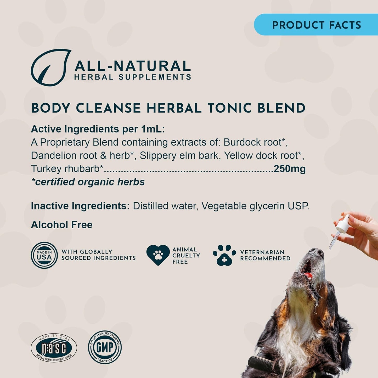 Animal Essentials Herbal Tonic Blend Body Cleanse Waste Elimination & Immune Support for Dogs & Cats - Dog Supplements