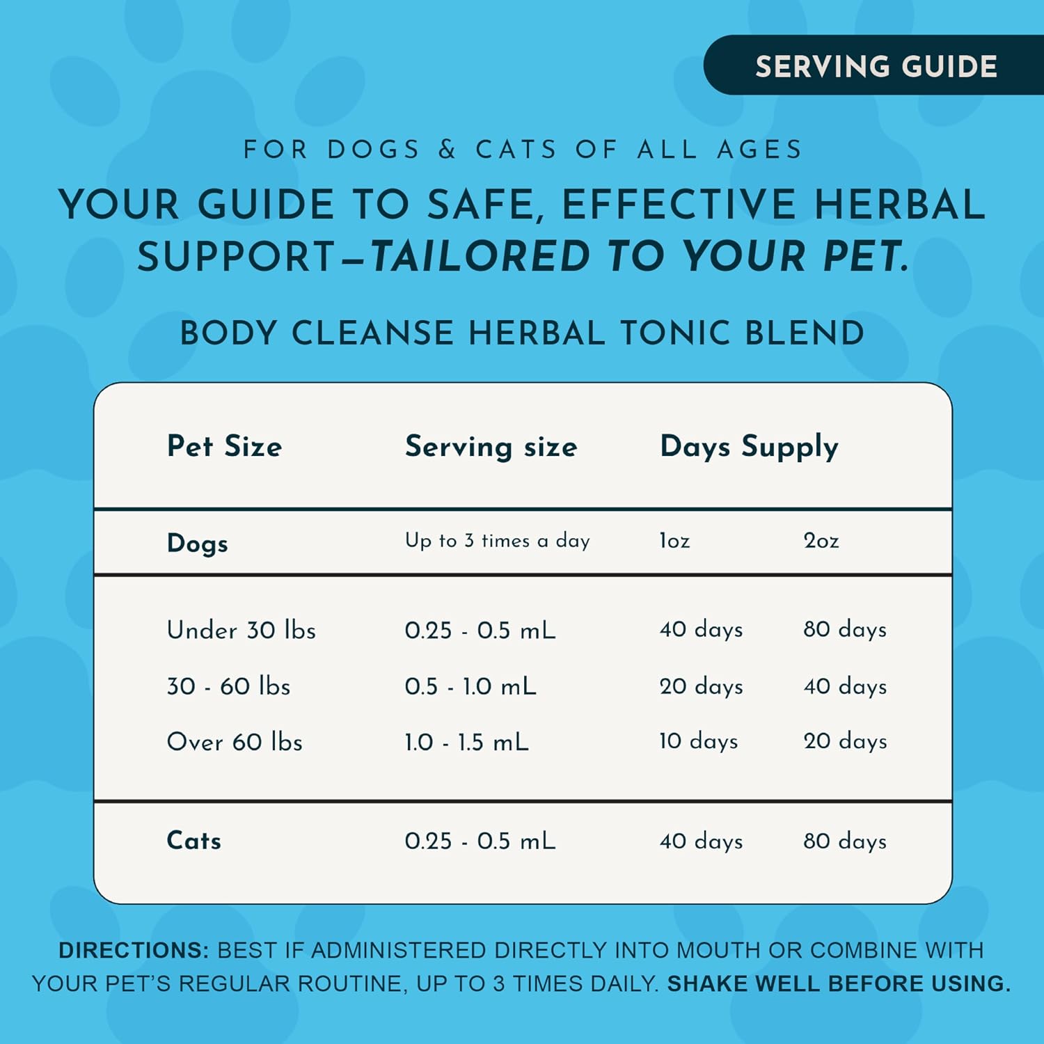 Animal Essentials Herbal Tonic Blend Body Cleanse Waste Elimination & Immune Support for Dogs & Cats - Dog Supplements