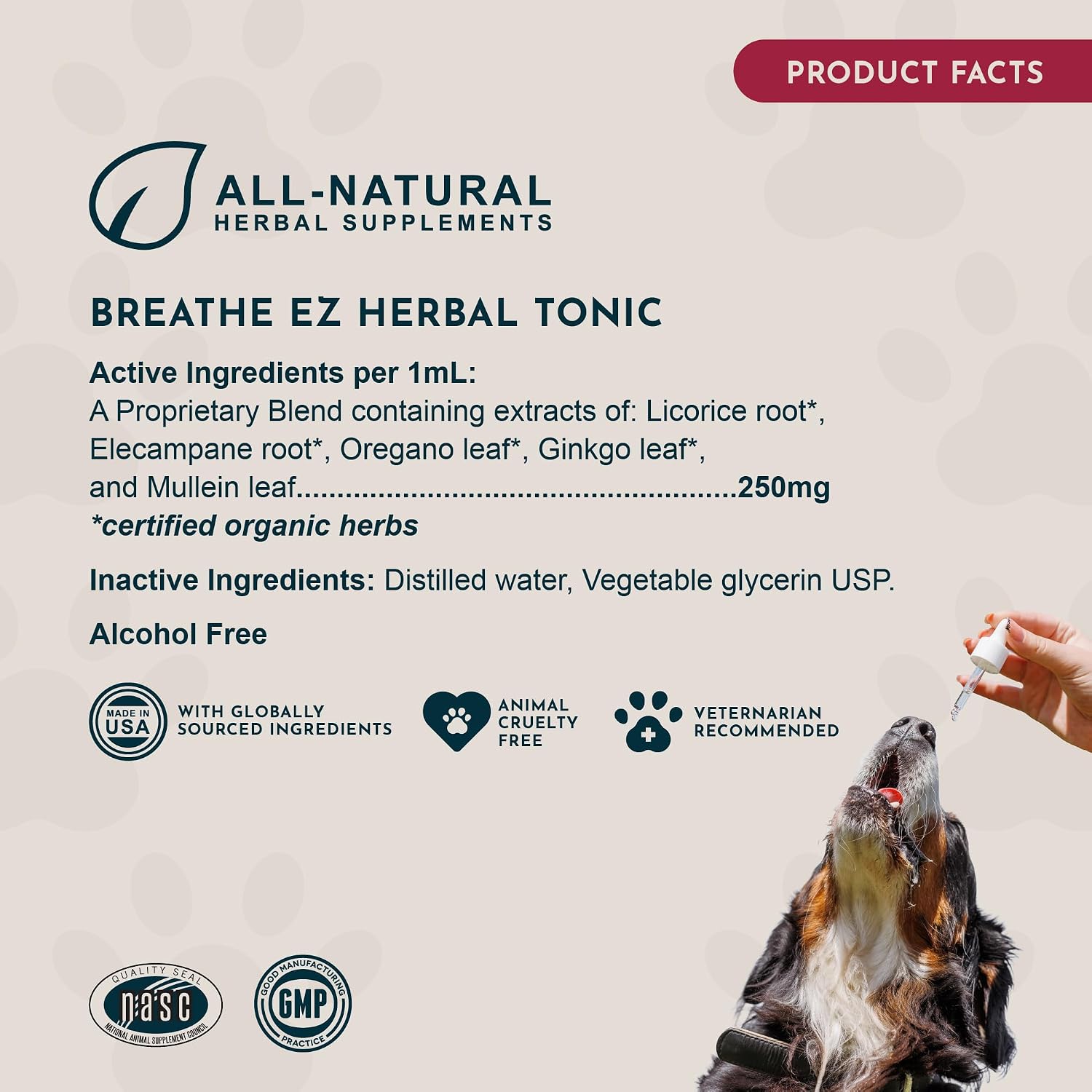 Animal Essentials Herbal Tonic Blend Breathe Ez Promotes Clear Easy Breathing for Dogs & Cats - Dog Supplements &