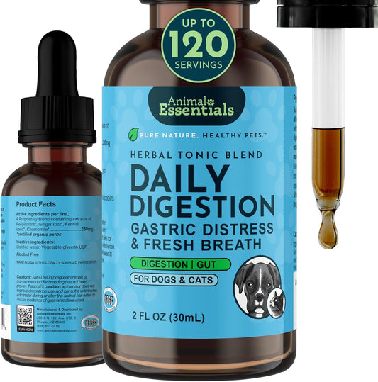 Animal Essentials Herbal Tonic Blend Daily Digestion Gastric Distress & Fresh Breath for Dogs & Cats - 2-oz - Dog