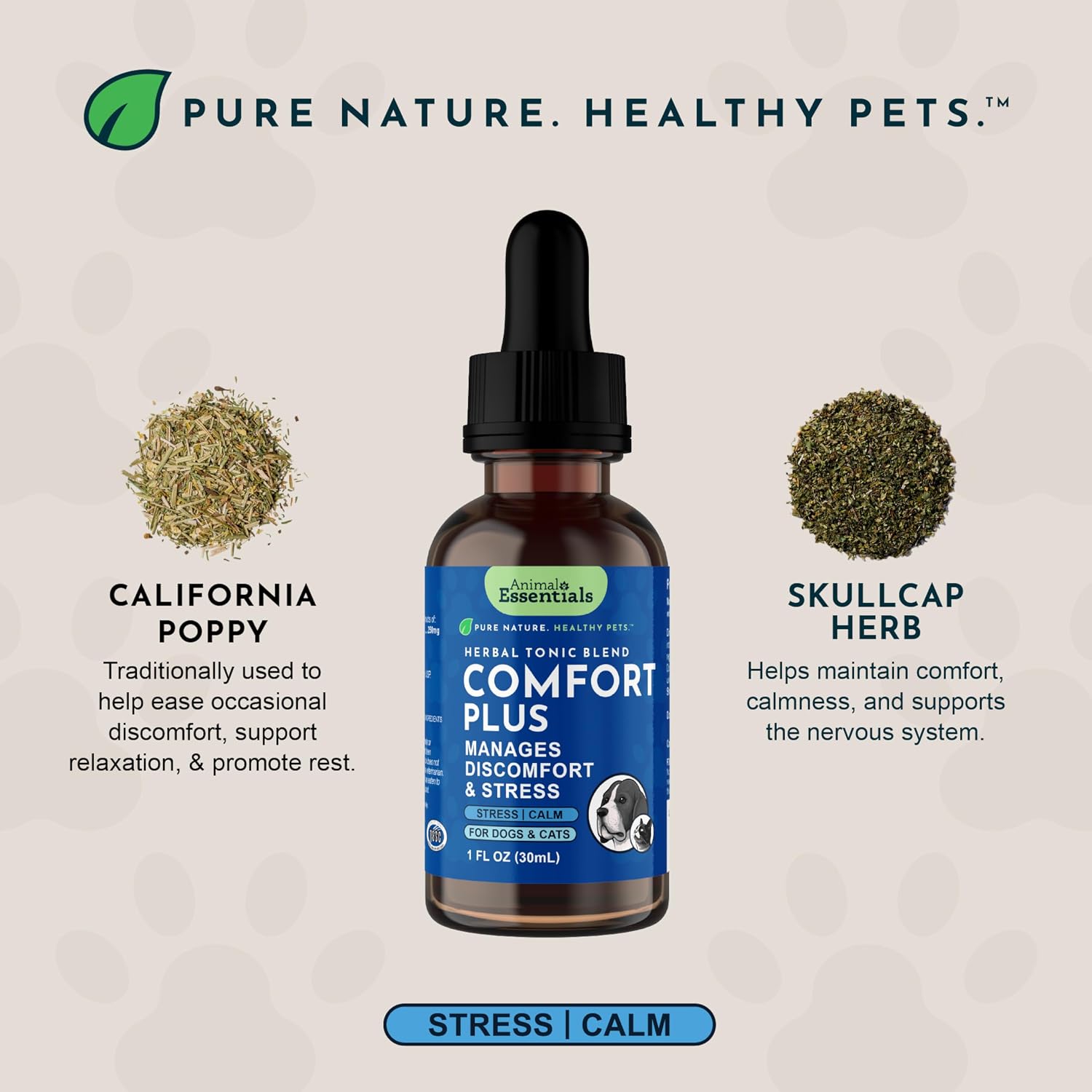 Animal Essentials Herbal Tonic Comfort Plus Manages Discomfort & Stress for Dogs & Cats - Dog Supplements & Vitamins 4