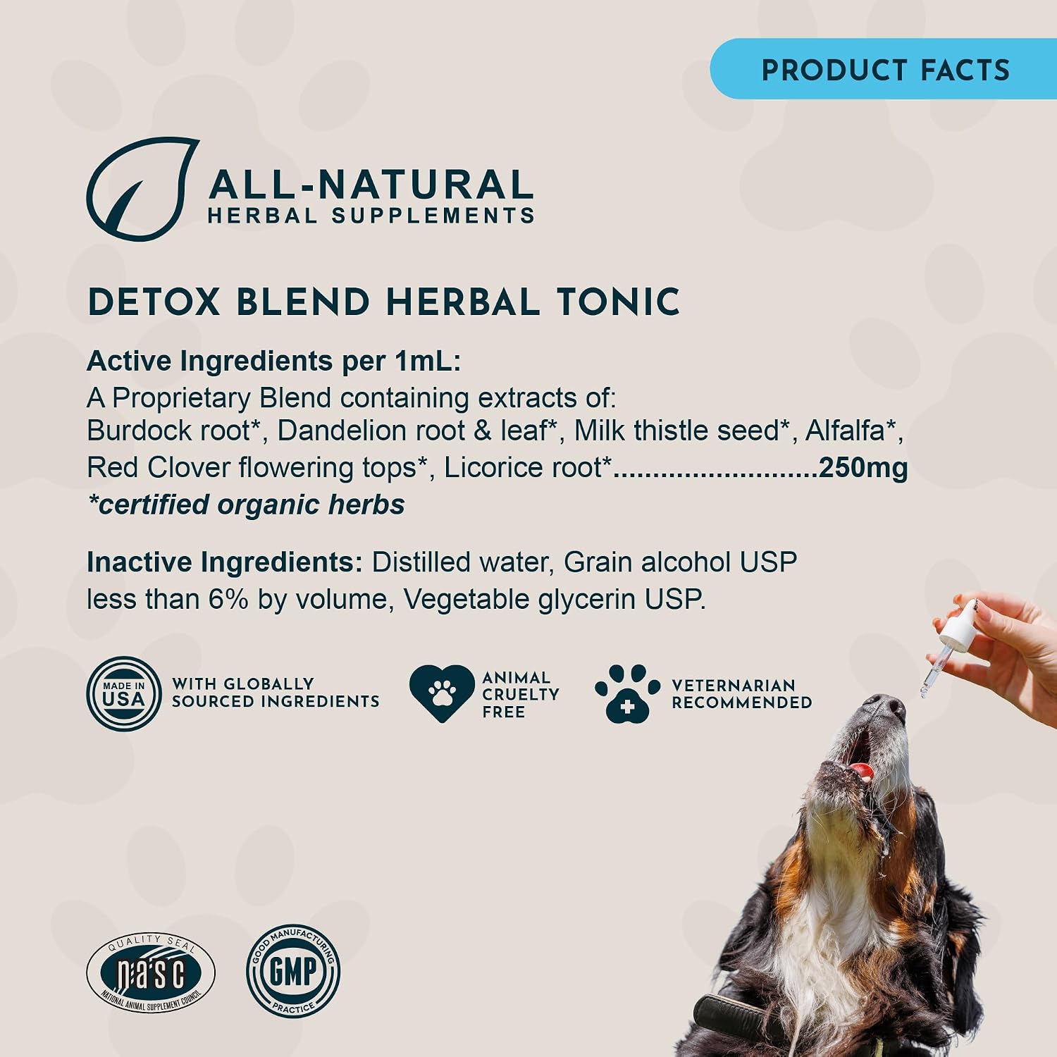 Animal Essentials Herbal Tonic Detox Blend Supports Normal Liver Detoxification for Dogs & Cats - Dog Supplements &