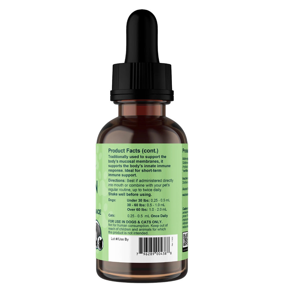 Animal Essentials Herbal Tonic Golden Seal Promotes Resistance to Pathogens for Dogs & Cats 1-oz - Dog Supplements &