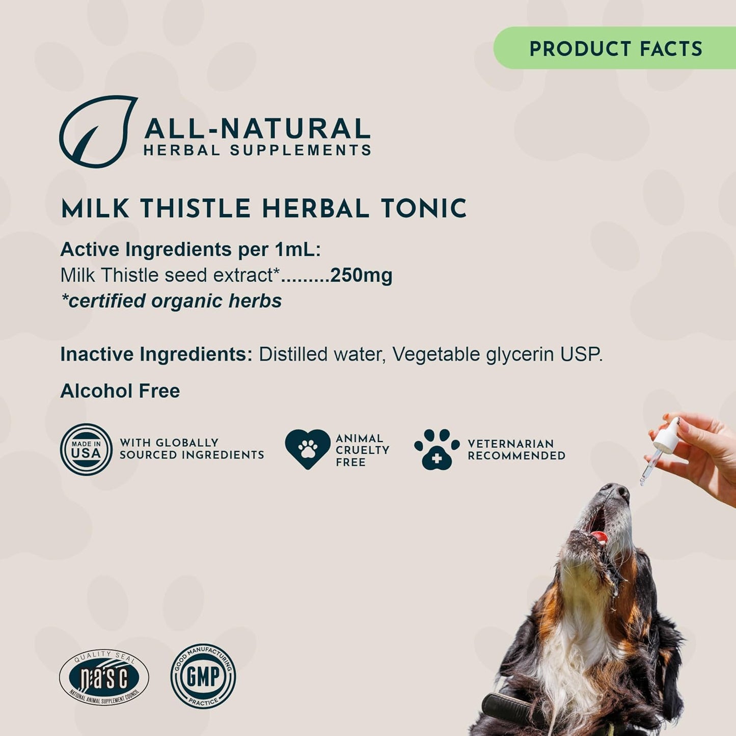 Animal Essentials Herbal Tonic Milk Thistle Supports Healthy Liver Function for Dogs & Cats - Dog Supplements &