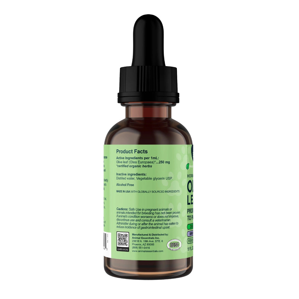 Animal Essentials Herbal Tonic Olive Leaf Promotes Resistance to Pathogens for Dogs & Cats - Dog Supplements & Vitamins