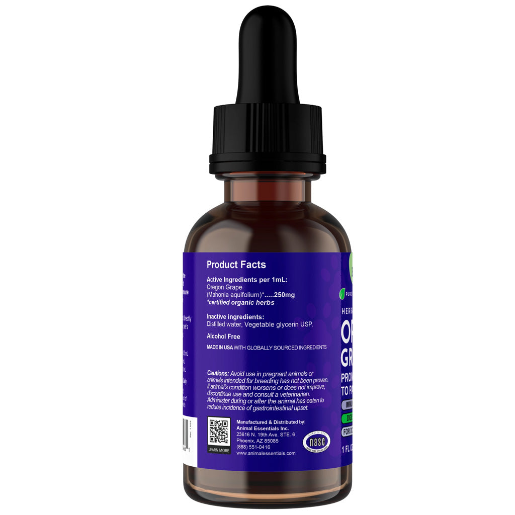 Animal Essentials Herbal Tonic Oregon Grape Promotes Resistance to Pathogens for Dogs & Cats - Dog Supplements &