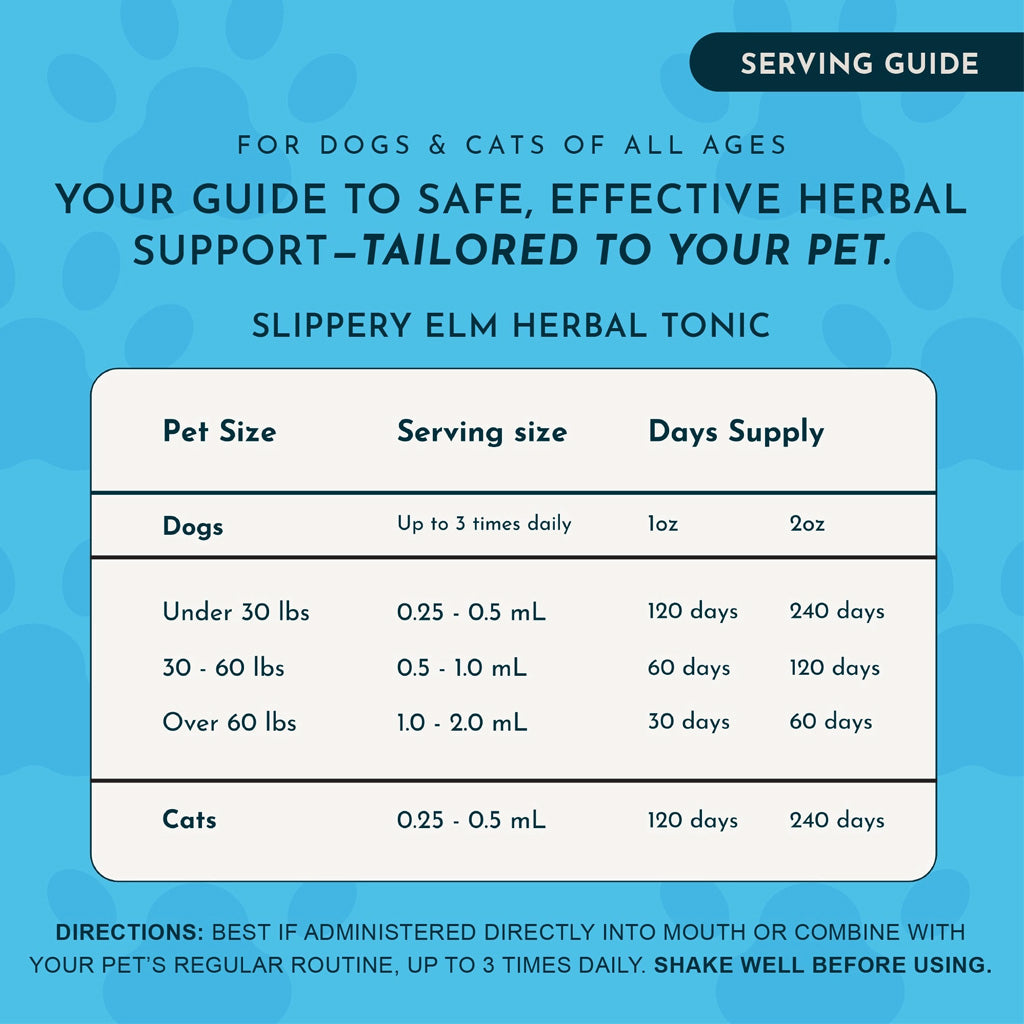 Animal Essentials Herbal Tonic Slippery Elm Supports Respiratory & Gut Health for Dogs & Cats - Dog Supplements &