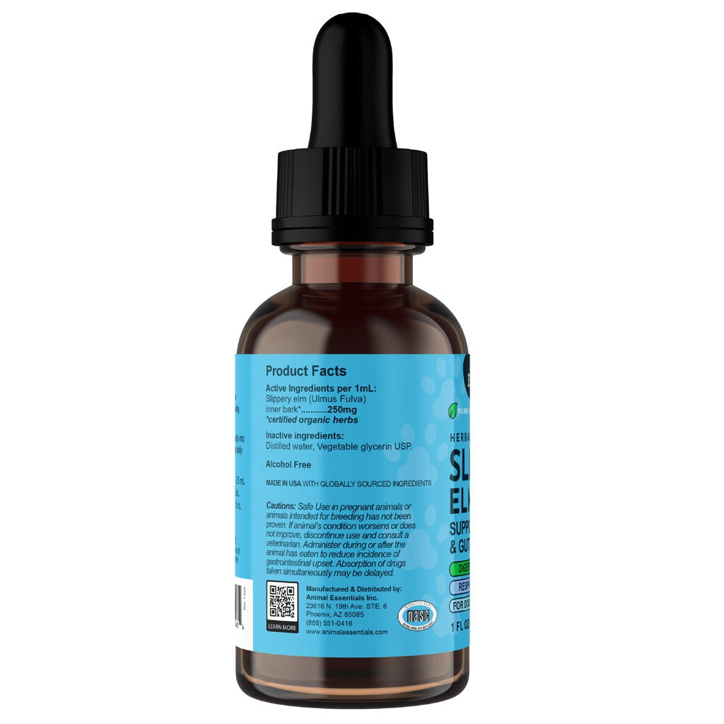 Animal Essentials Herbal Tonic Slippery Elm Supports Respiratory & Gut Health for Dogs & Cats - Dog Supplements &
