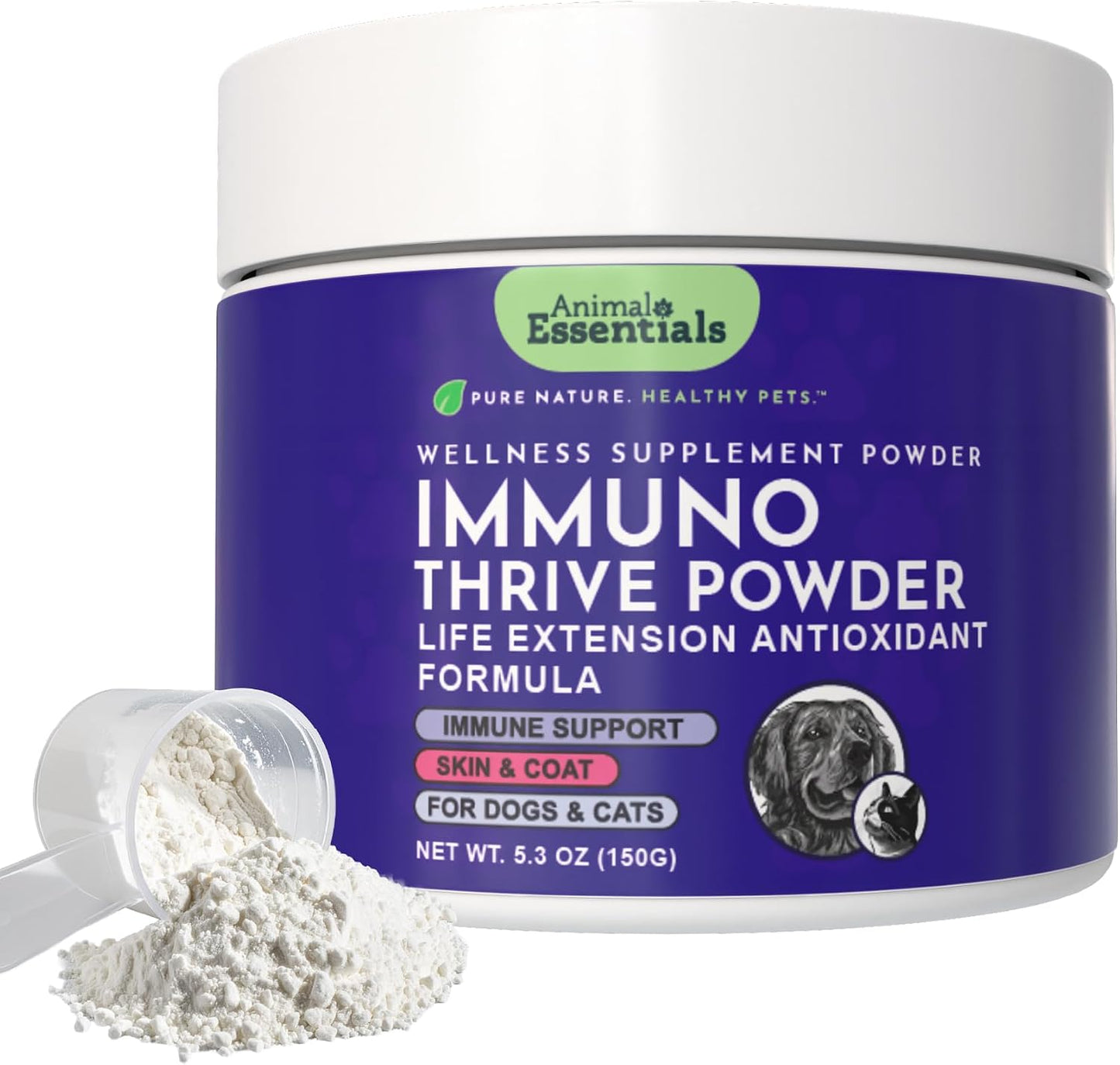 Animal Essentials Immuno Thrive Supplement Powder for Dogs & Cats 5.3-oz - Dog Supplements & Vitamins 1