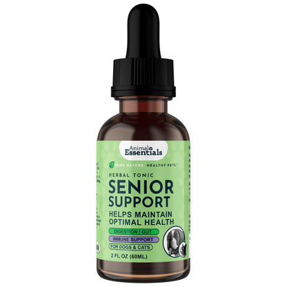 Animal Essentials Senior Support Herbal Tonic to Maintain Optimal Health for Dogs & Cats - 2 oz - Pet Vitamins &