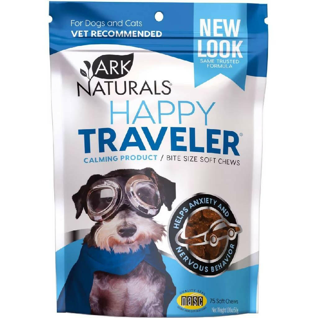Ark Naturals Happy Traveler Soft Chews Calming Supplement for Dogs & Cats (75 ct)