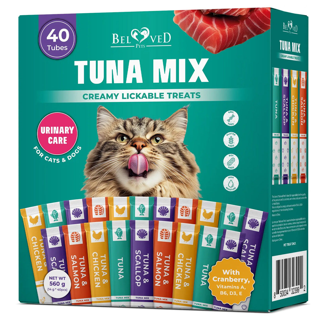 Beloved Pets Tuna Mix Creamy Lickable Treats Urinary Care for Cats & Dogs 40-count - Lickable Cat Treats 1