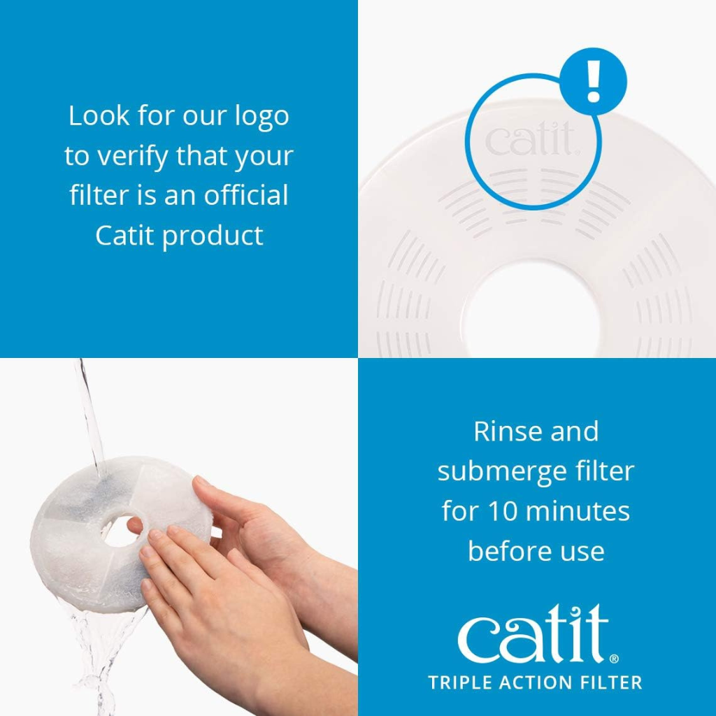 Catit Triple Action Fountain Filters For Catit Flower Fountains - Cat Bowls & Feeders 11