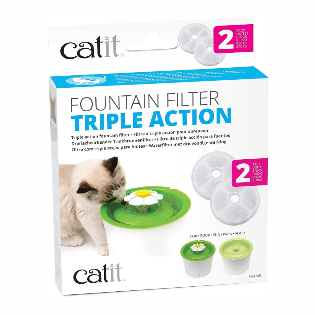 Catit Triple Action Fountain Filters For Catit Flower Fountains - Pack of 2 - Cat Bowls & Feeders 1