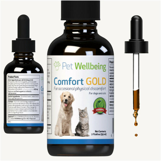 Natural cat supplements such as Comfort Gold are made with human grade ingredients such as ginger and turmeric for cats