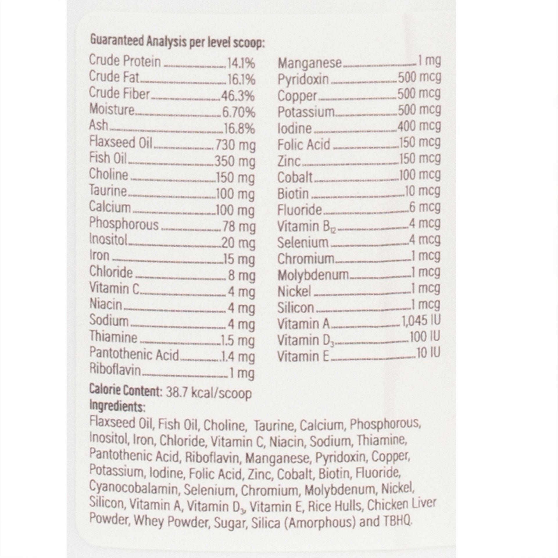 Lable with ingredients list