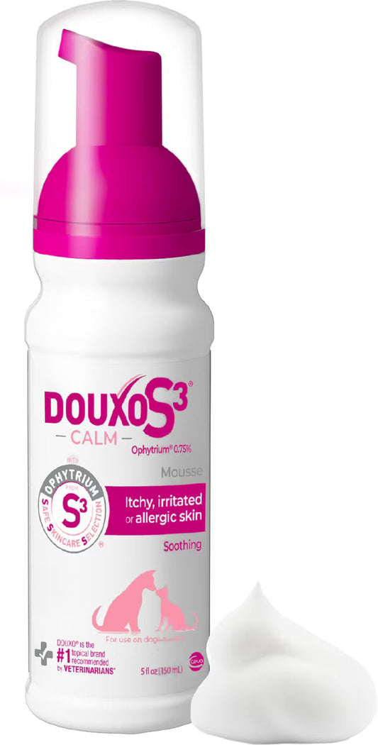 Douxo S3 CALM Soothing Itchy Hydrated Skin Dog & Cat Mousse (5.1 oz) - All Dog Grooming 1