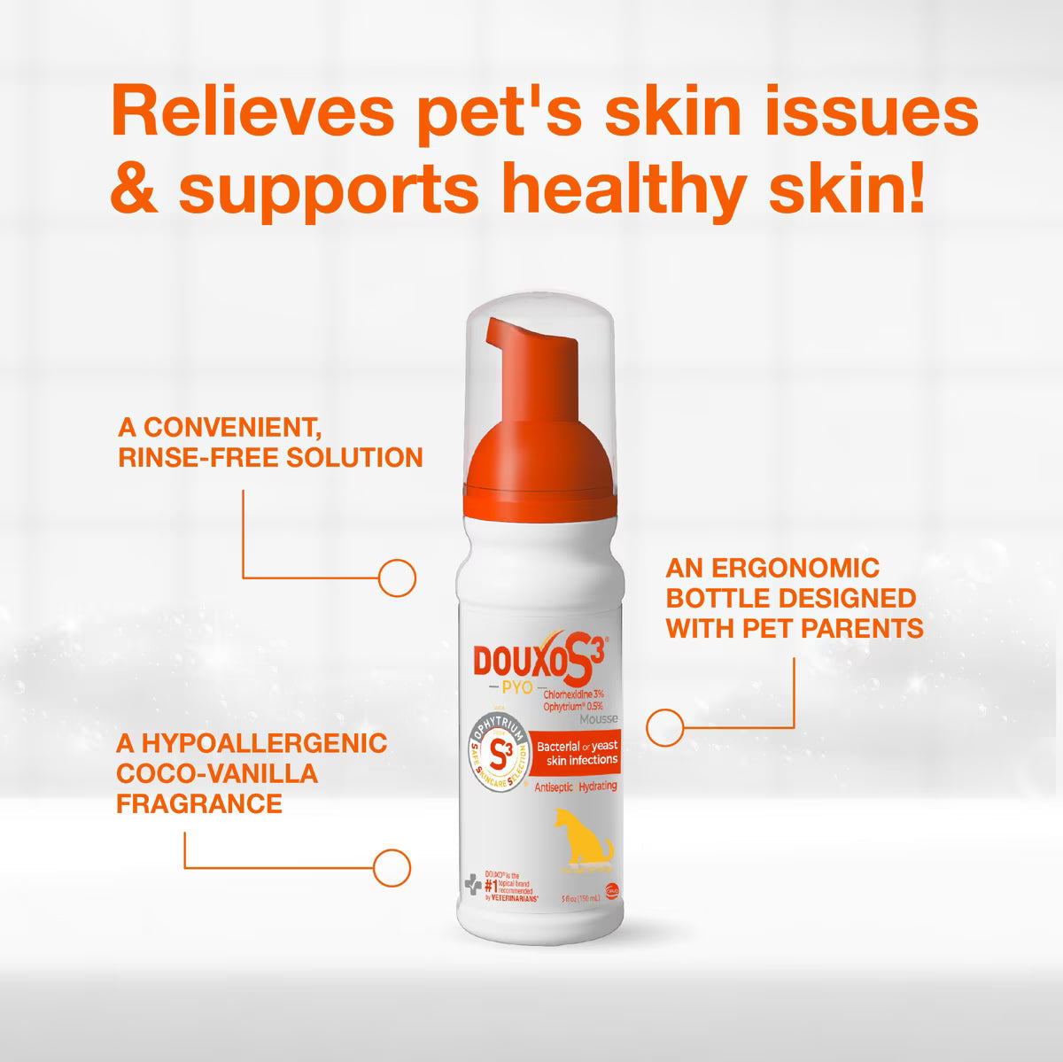 Douxo S3 PYO Antiseptic Antifungal Chlorhexidine Dog Mousse (5.1 oz) - Dog Grooming 5
