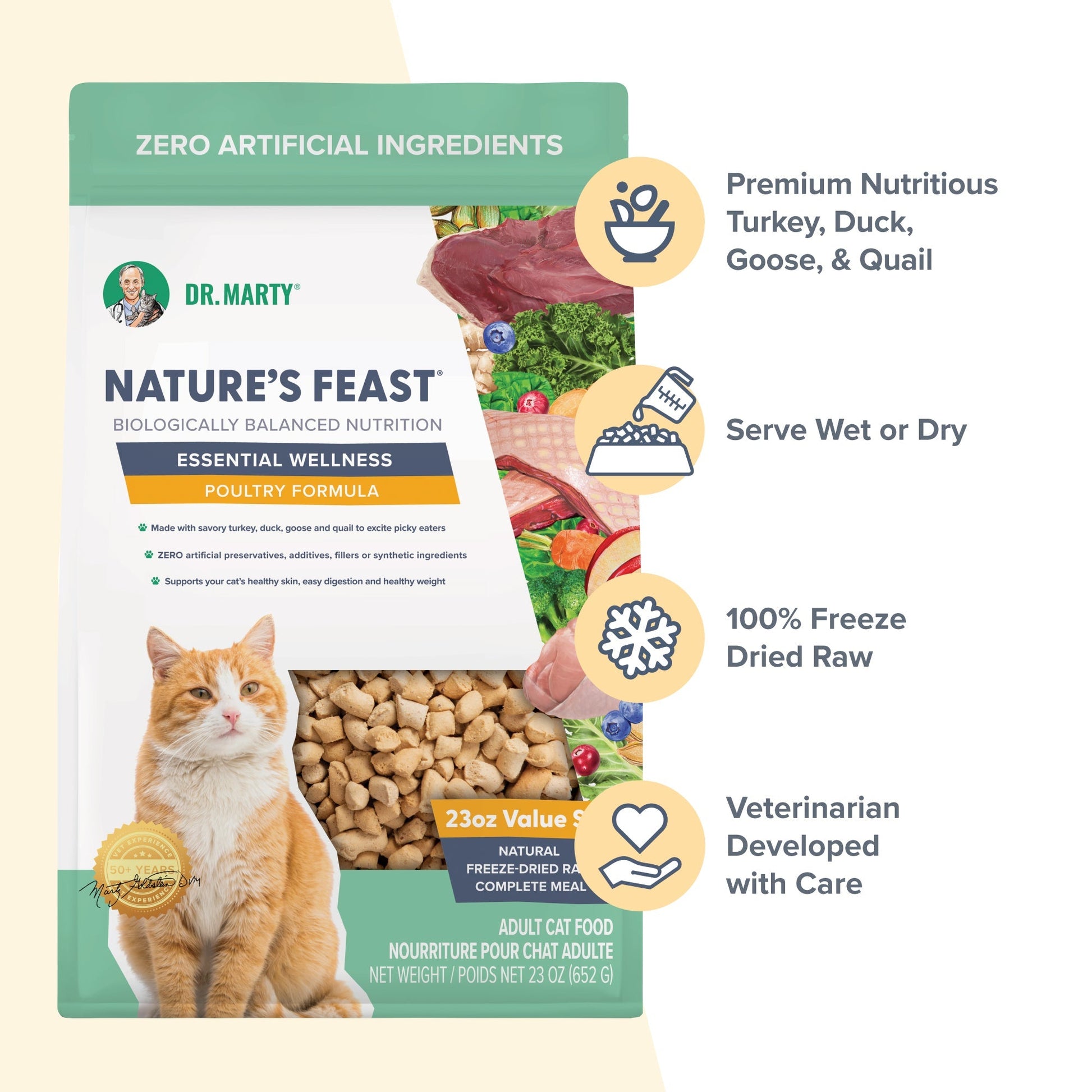 Dr. Marty Nature’s Feast Essential Wellness Poultry Freeze Dried Raw Cat Food - Cat Food 8