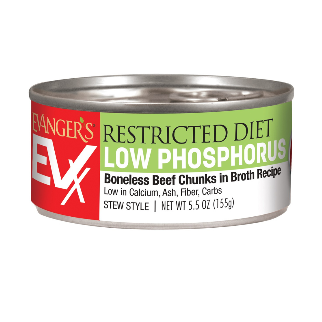Evanger’s EVX Restricted Diet Low Phosphorus Boneless Beef Chunks in Brothe Recipe Wet Cat Food (5.5 oz x 24 cans)