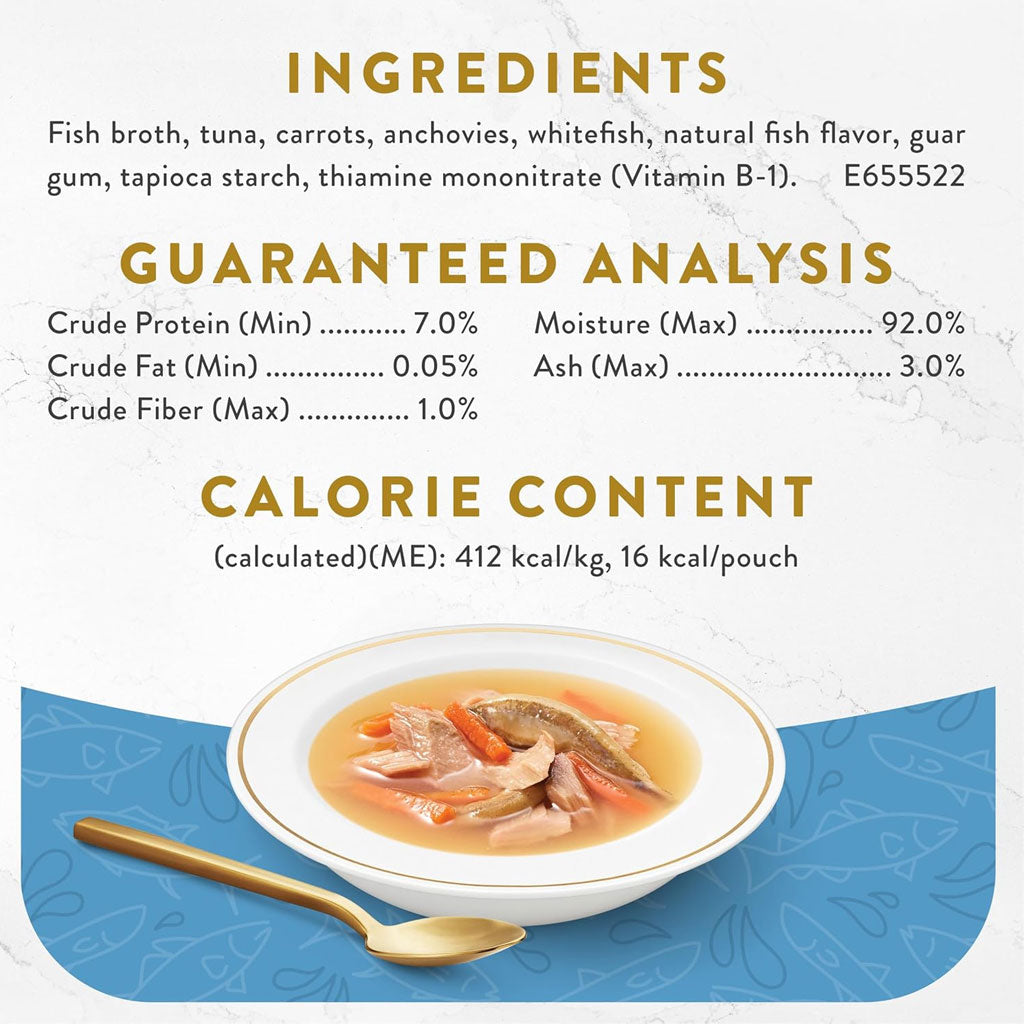 Fancy Feast Classic Broths with Tuna, Anchovies & Whitefish Supplemental Wet Cat Food Pouches