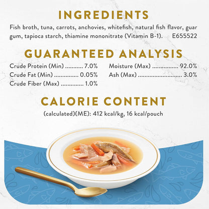 Fancy Feast Classic Broths with Tuna, Anchovies & Whitefish Supplemental Wet Cat Food Pouches