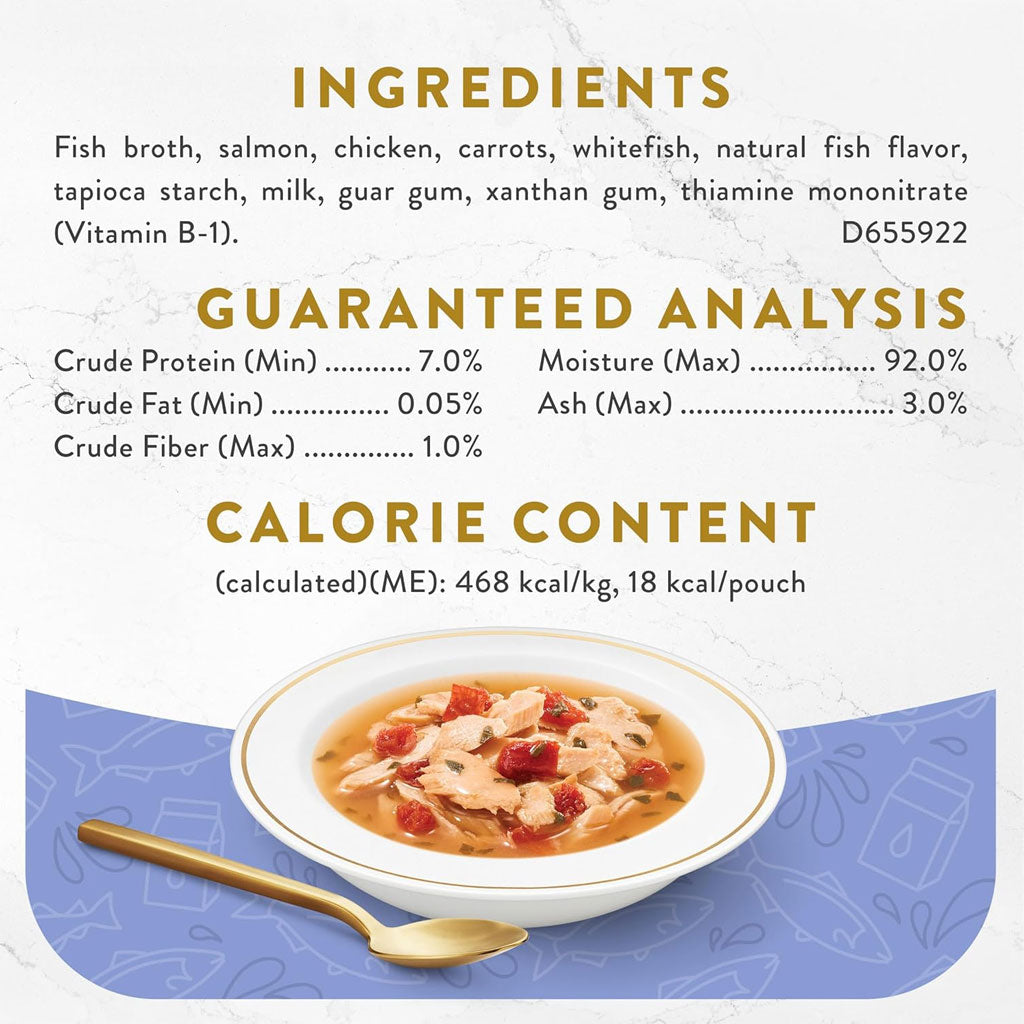 Fancy Feast Creamy Broths with Wild Salmon & Whitefish Supplemental Wet Cat Food Pouches