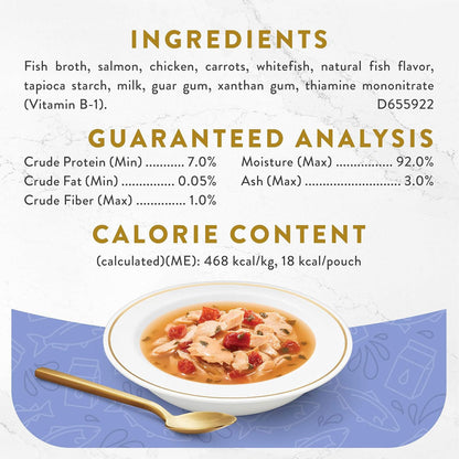 Fancy Feast Creamy Broths with Wild Salmon & Whitefish Supplemental Wet Cat Food Pouches