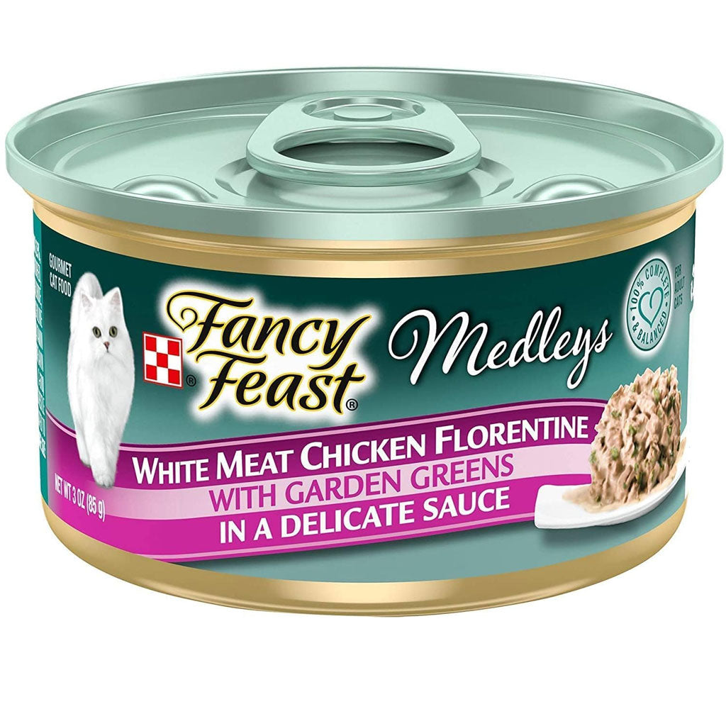 Fancy Feast Medleys White Meat Chicken Florentine in Sauce Wet Cat Food, 3-oz case of 24