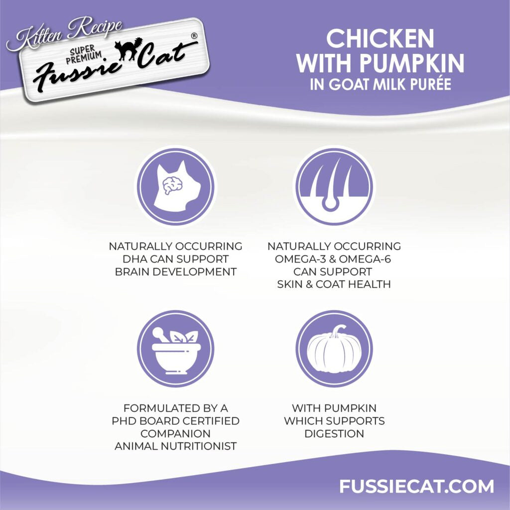 Fussie Cat Chicken with Pumpkin in Goat Milk Puree Lickable Kitten Recipe 0.5-oz tube 4-count - Cat Treats 6