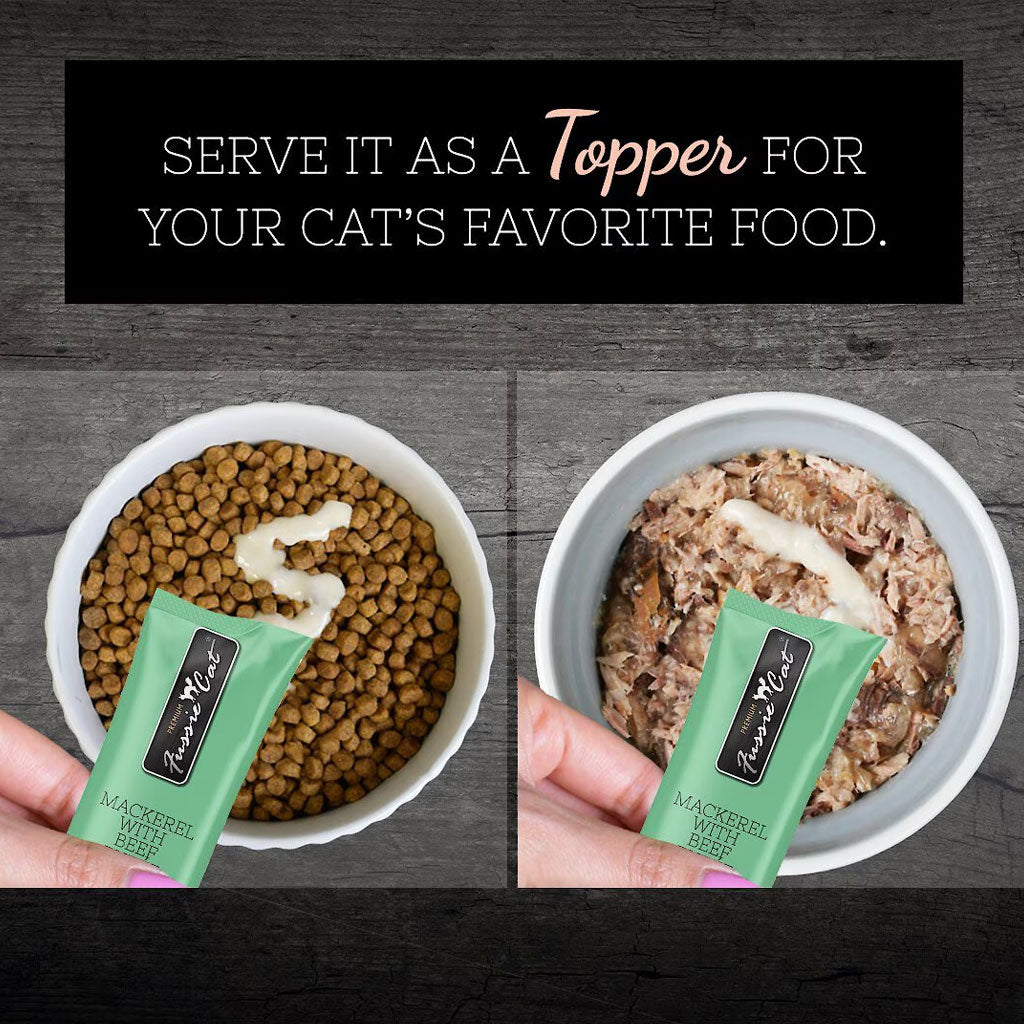Fussie Cat Mackerel with Beef Puree Lickable Cat Treats