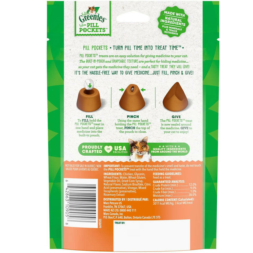 Greenies Feline Pill Pockets Chicken Flavor backside