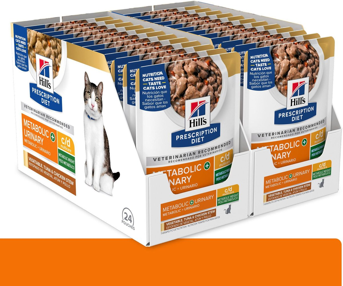 Hill’s Prescription Diet Metabolic + Urinary c/d Multicare Vegetable Tuna & Chicken Stew Wet Cat Food (2.8oz x 24