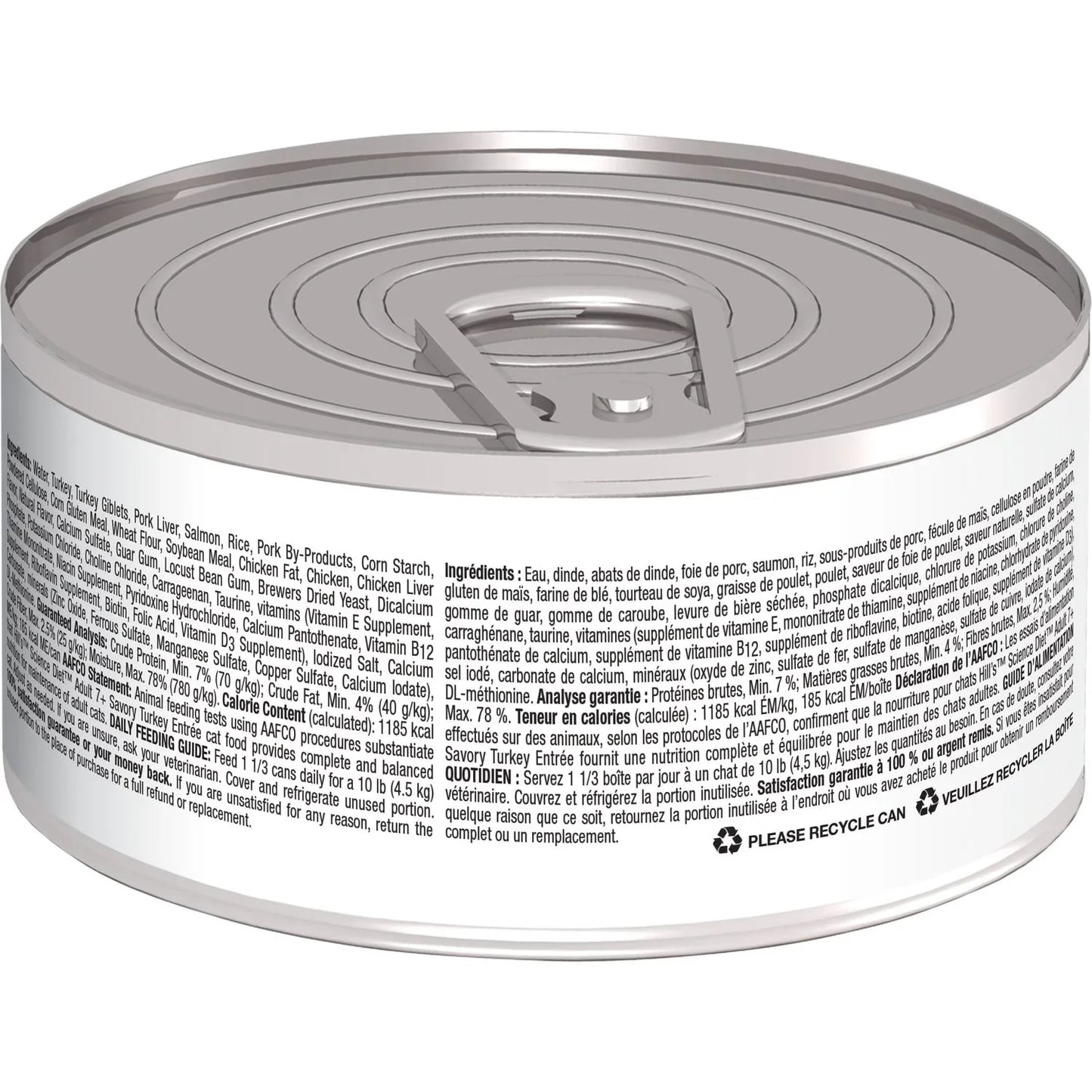 Hill's Science Diet Senior 7+ Canned Cat Food, Savory Turkey Entrée, 5.5 oz, 24 Pack wet cat food