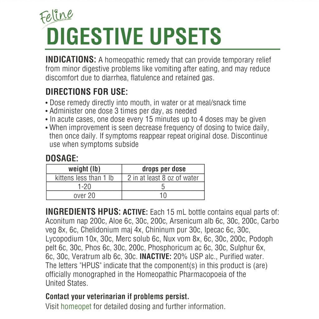 HomeoPet Feline Digestive Upsets For Cats (15 ml)